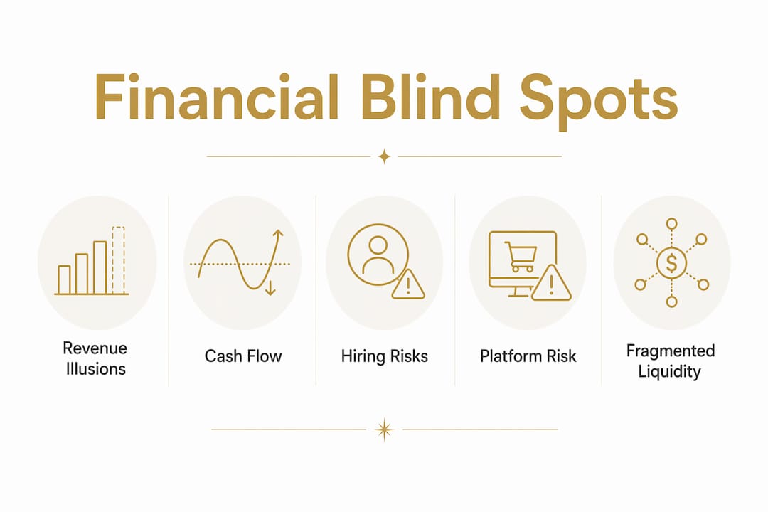 Infographic showing key financial blind spots in consumer brands