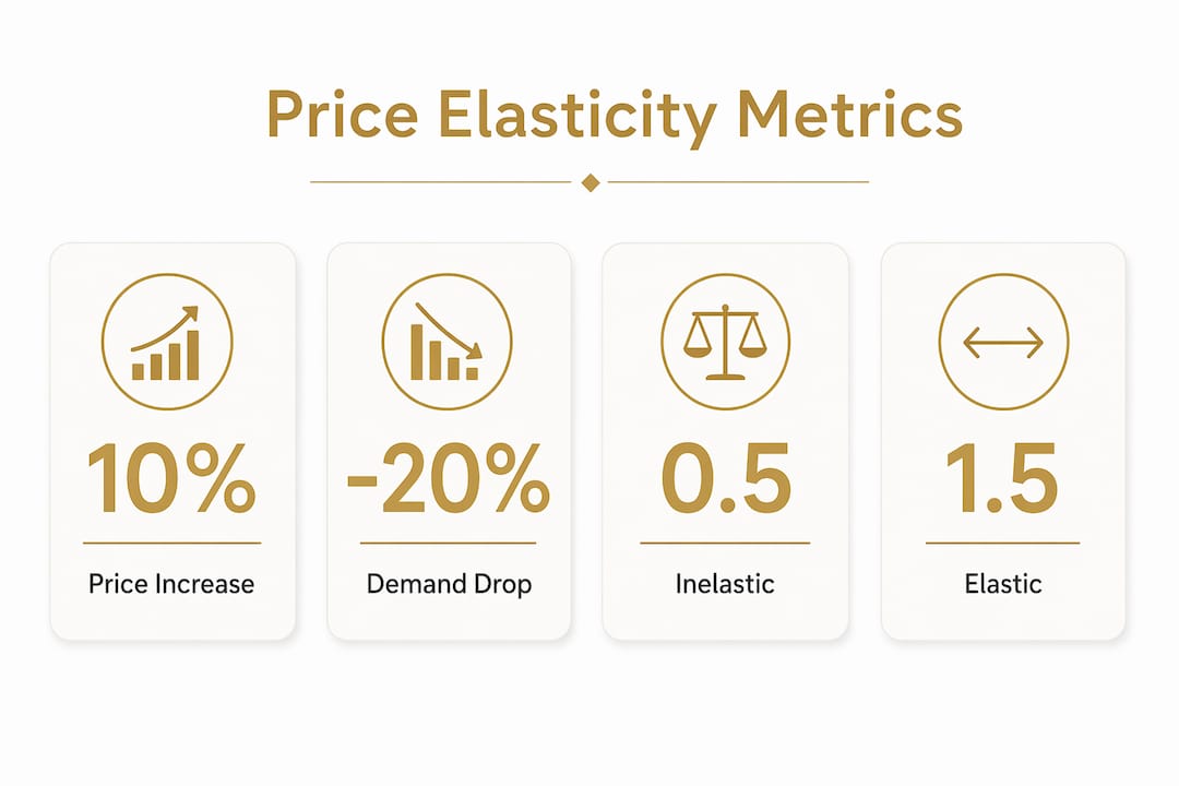 Infographic showing price elasticity key metrics and statistics