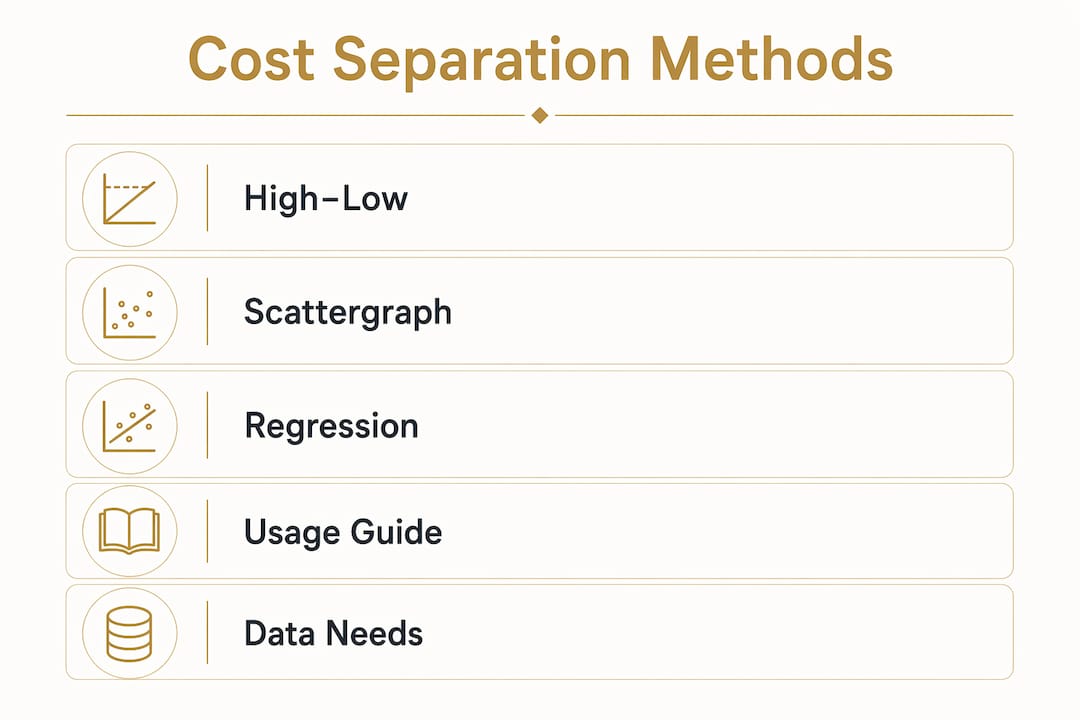 Infographic showing three methods for cost separation in a vertical flow layout