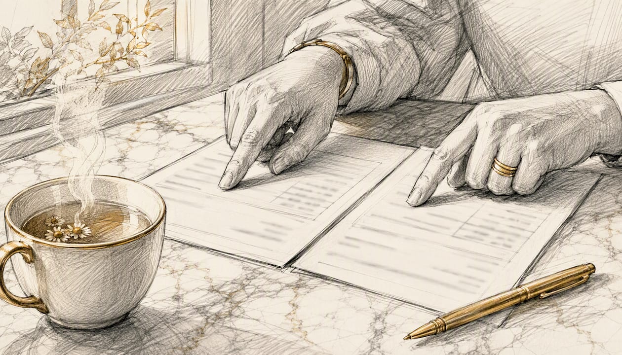 Hands comparing invoices for discrepancy resolution