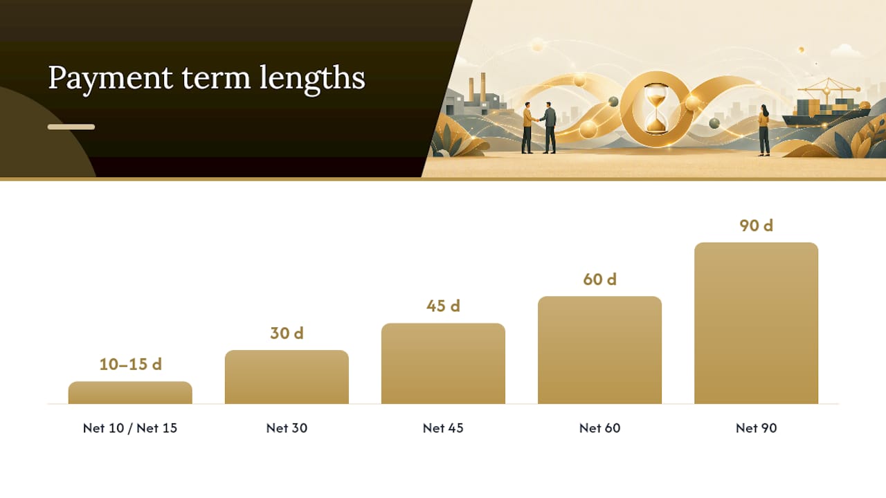 Comparison of supplier payment terms and usage
