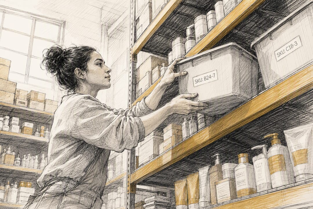 Person segmenting inventory in warehouse