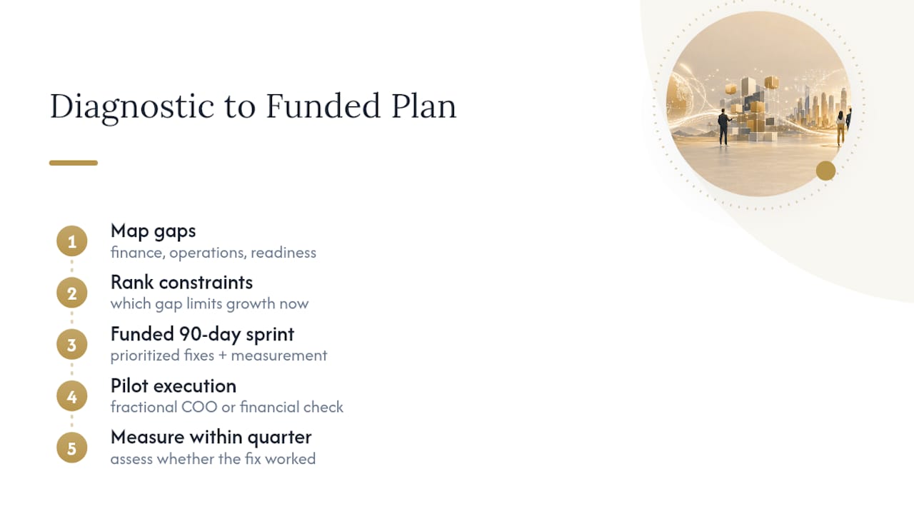 How Does a Diagnostic Turn Gaps Into a Funded Plan?: overview diagram