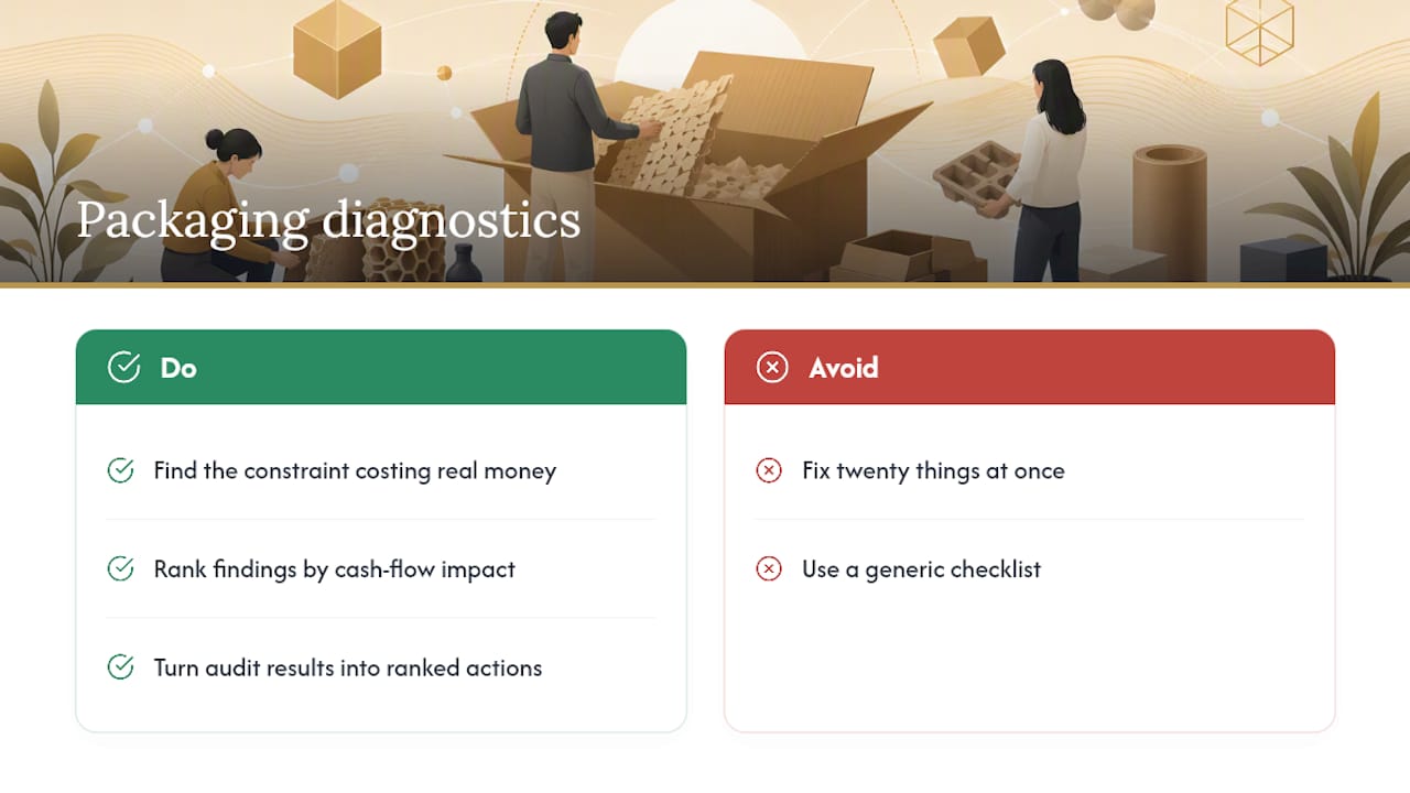 The Commerce Catalyst View on Packaging Cost Diagnostics: overview diagram