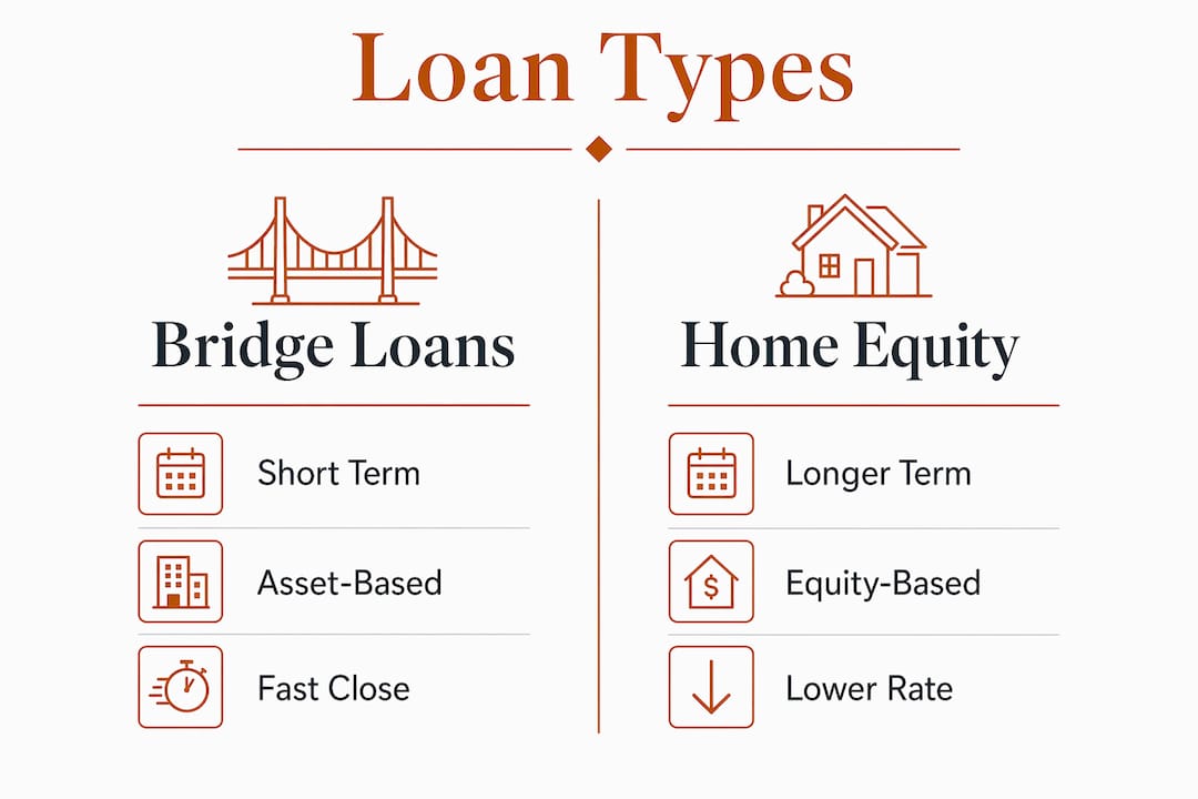 Infographic comparing private loan types for rental property repairs