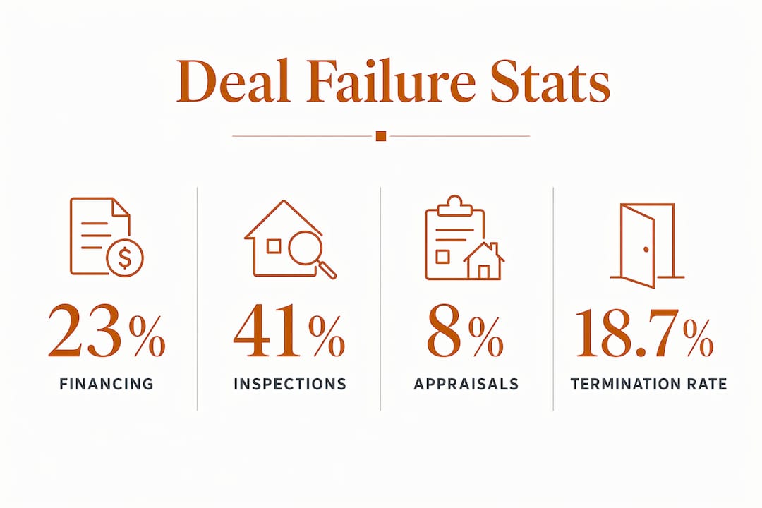 Infographic with statistics on real estate deal failure reasons