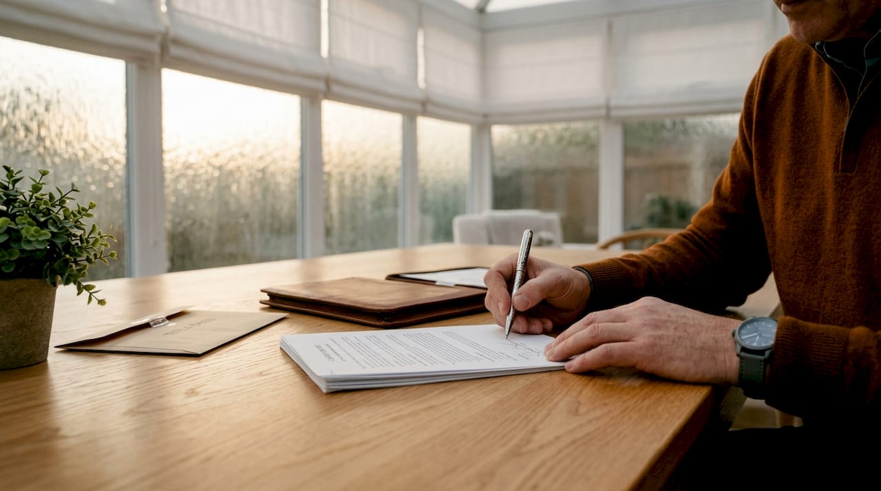 Investor signing fast closing real estate deal