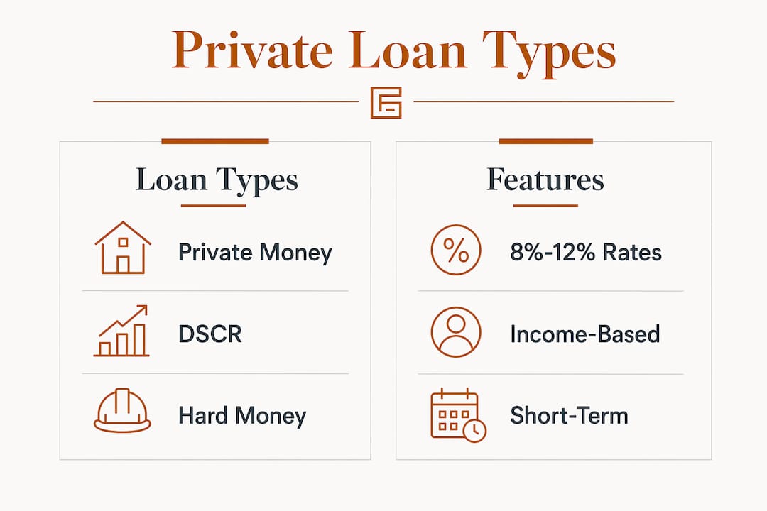 Infographic comparing loan types and features