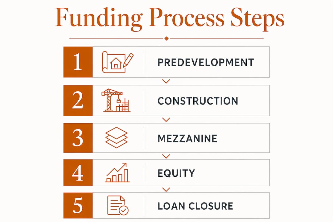 Infographic illustrating funding process steps