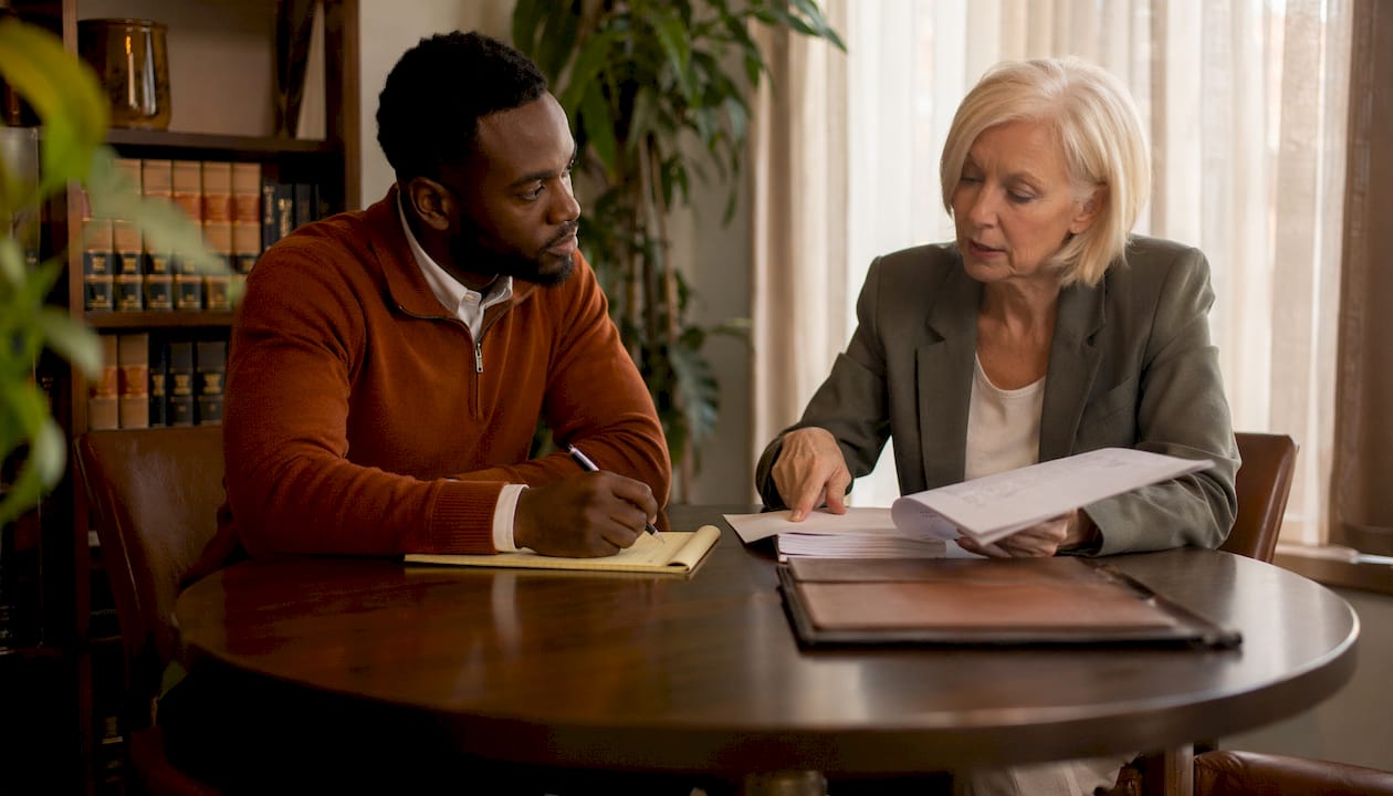 Real estate lawyer consulting client on deficiency judgments
