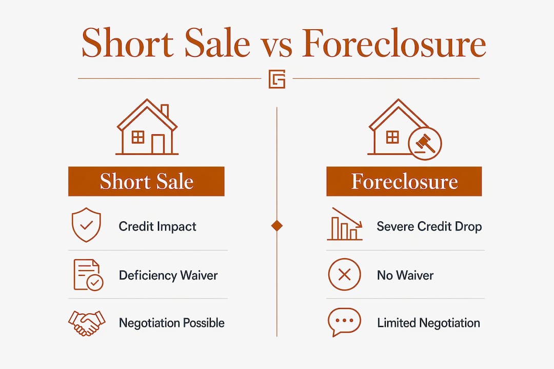 Infographic comparing short sales and foreclosures