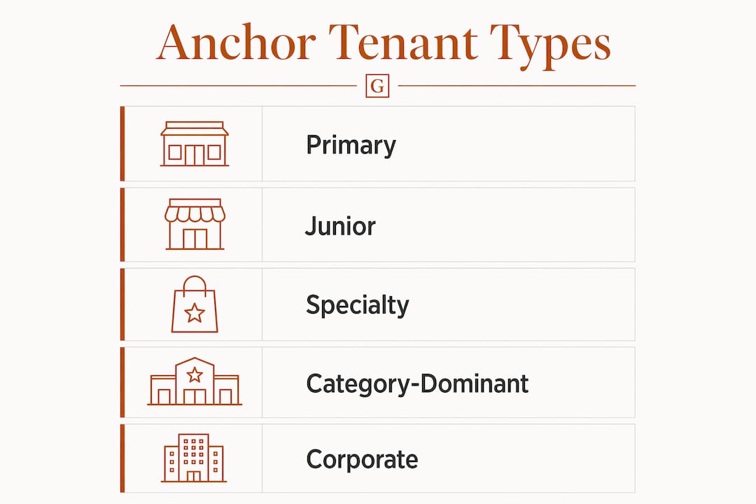 Infographic outlining anchor tenant types