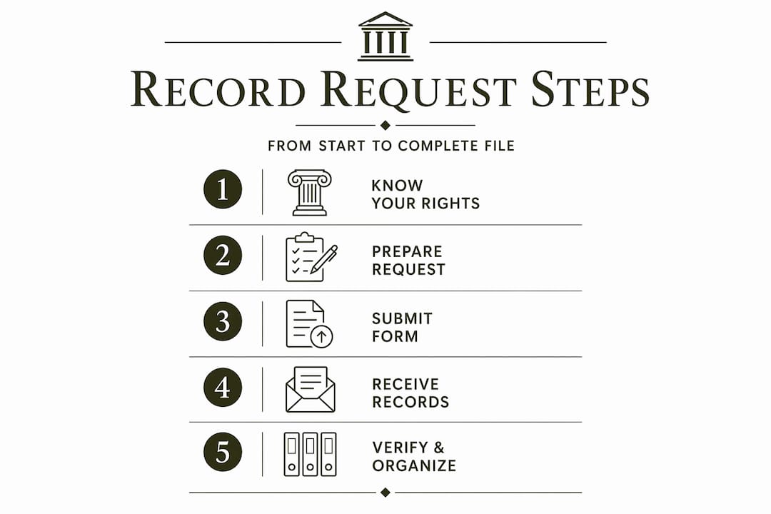 Infographic of five key records request steps
