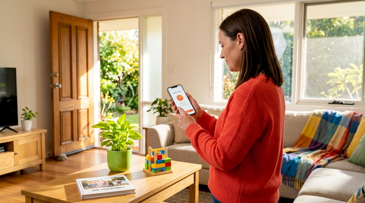 Parent activating mobile hotspot on smartphone