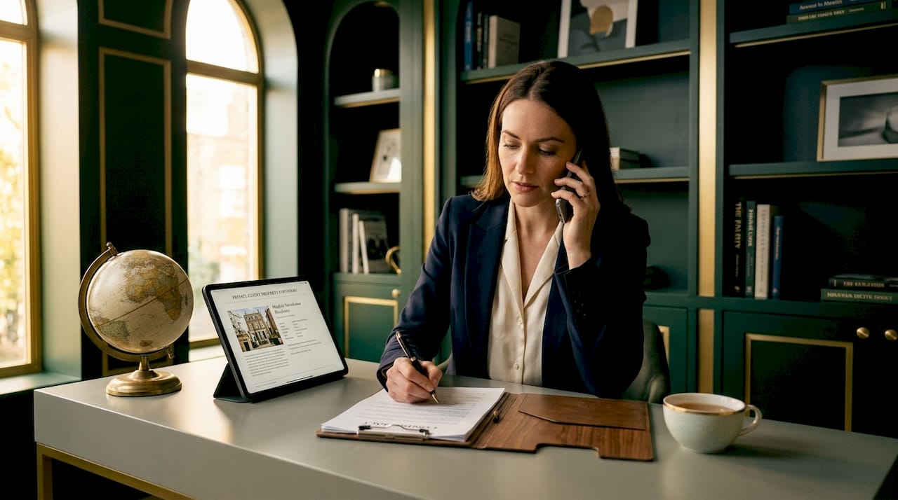 Real estate agent negotiating an off-market property deal