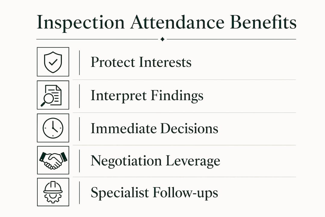 Infographic showing key benefits of buyer's agent attending inspections