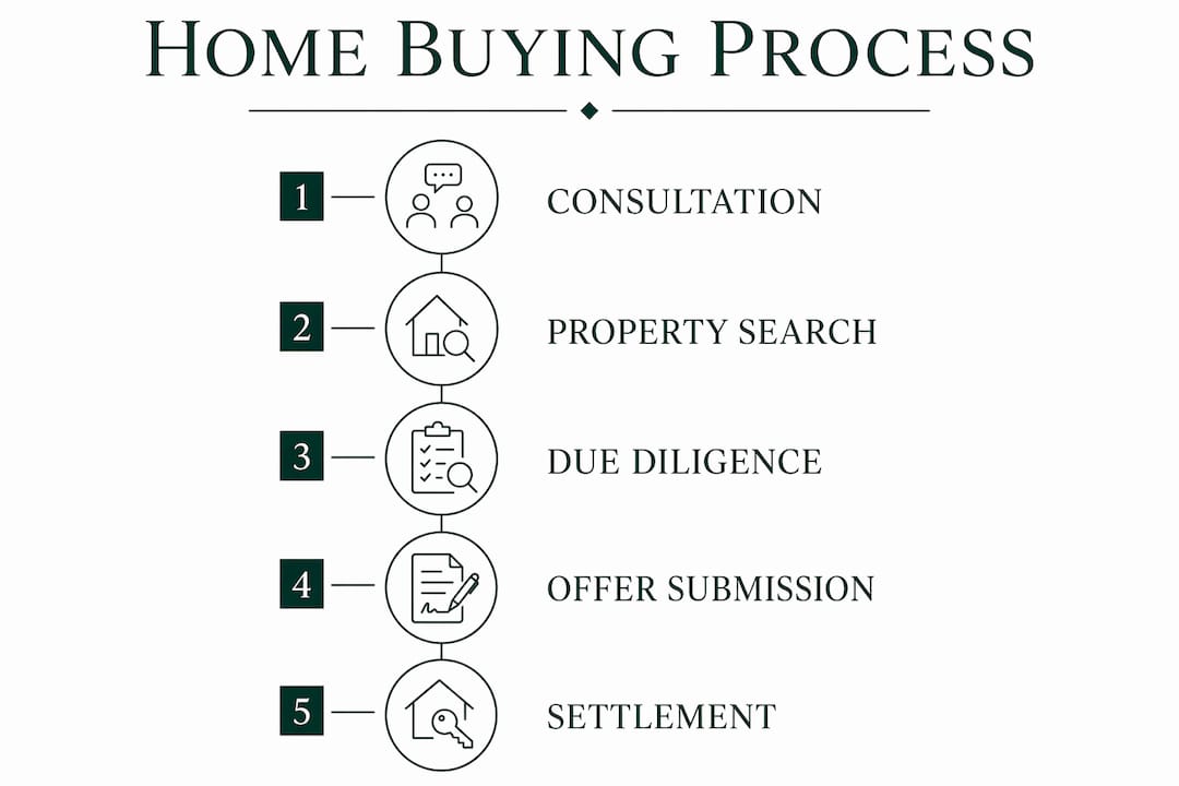 Infographic showing home buying process steps