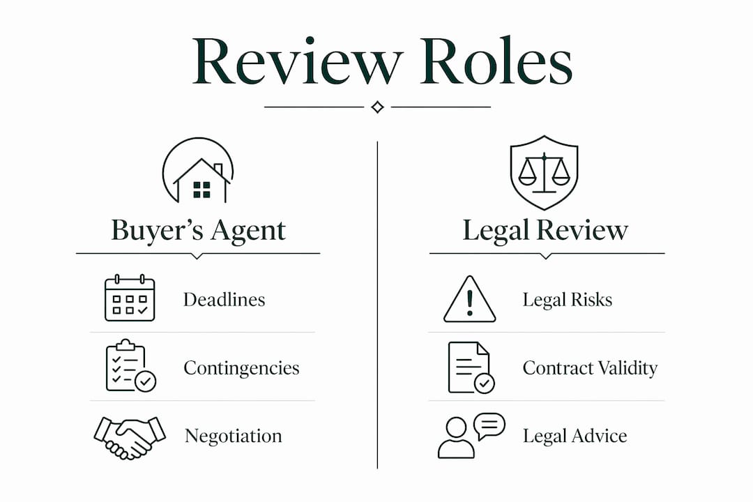 Infographic comparing buyer's agent and legal review