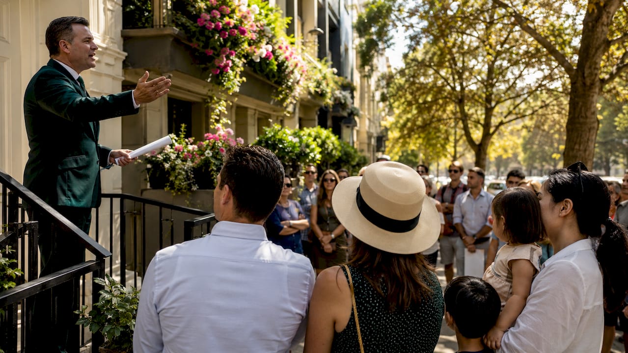 Busy Sydney property auction outdoors