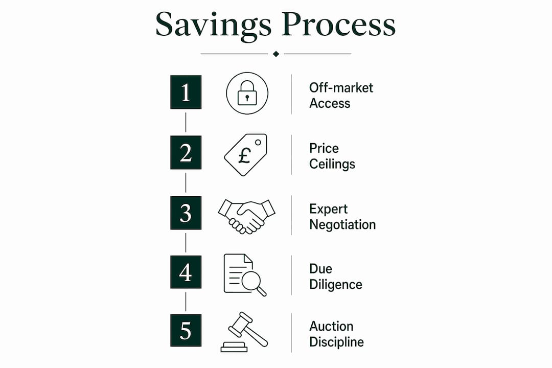 Infographic illustrating buyers agent savings steps