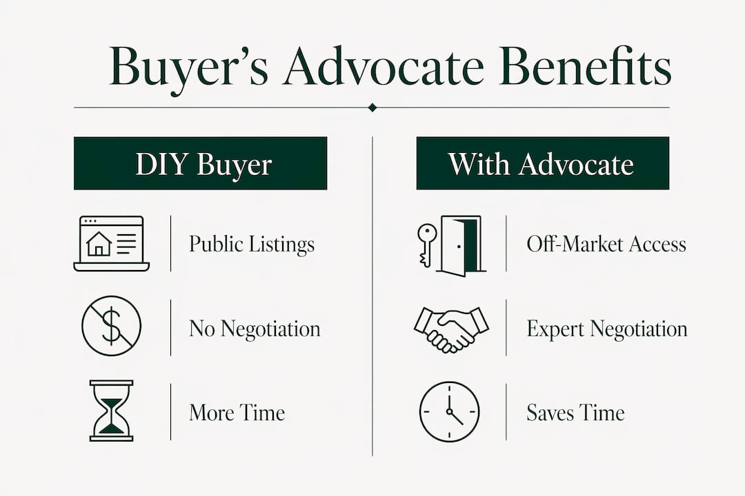Infographic comparing DIY buyers vs buyer's advocates
