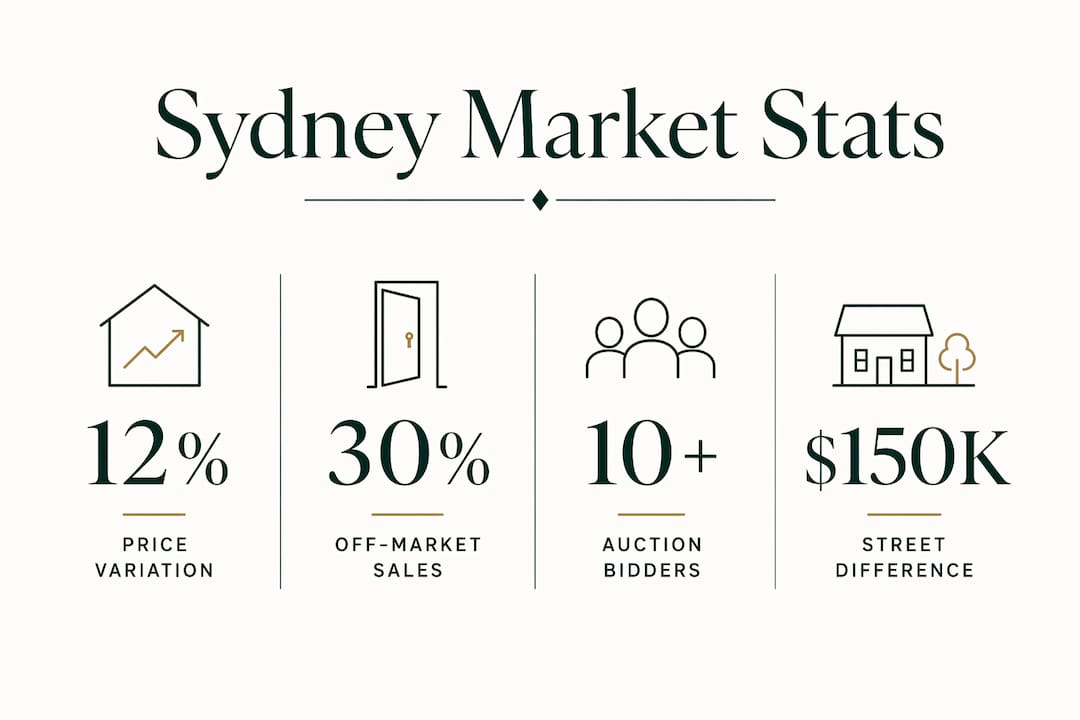 Infographic showing key Sydney property market statistics