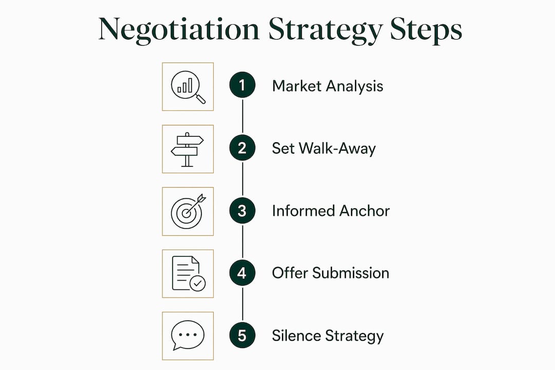 Infographic illustrating property negotiation strategy steps