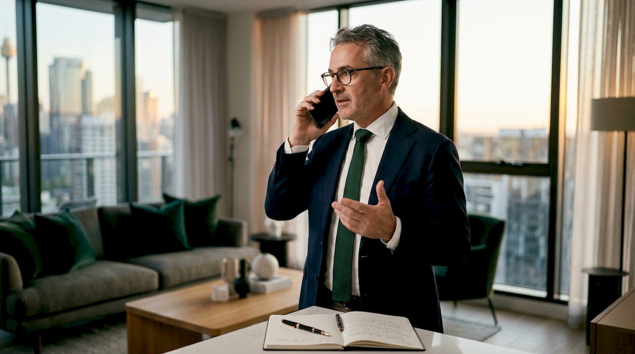 Buyers agent making a negotiation phone call