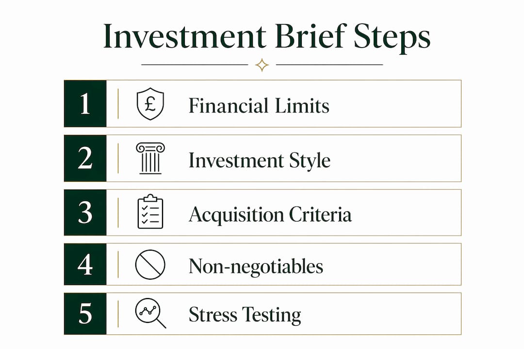 Infographic illustrating key steps of investment brief