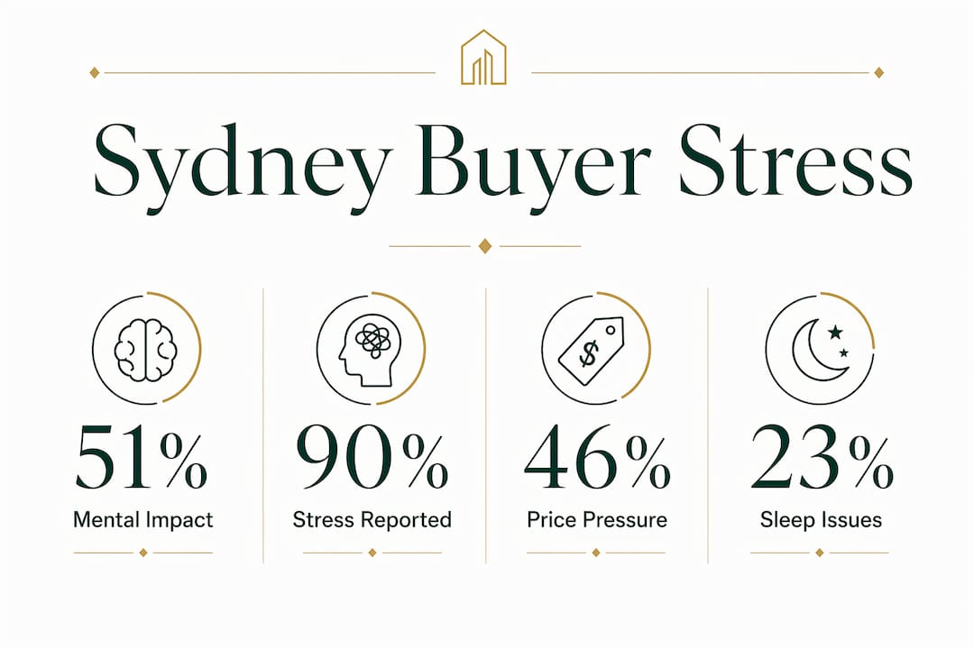 Infographic illustrating property search stress statistics