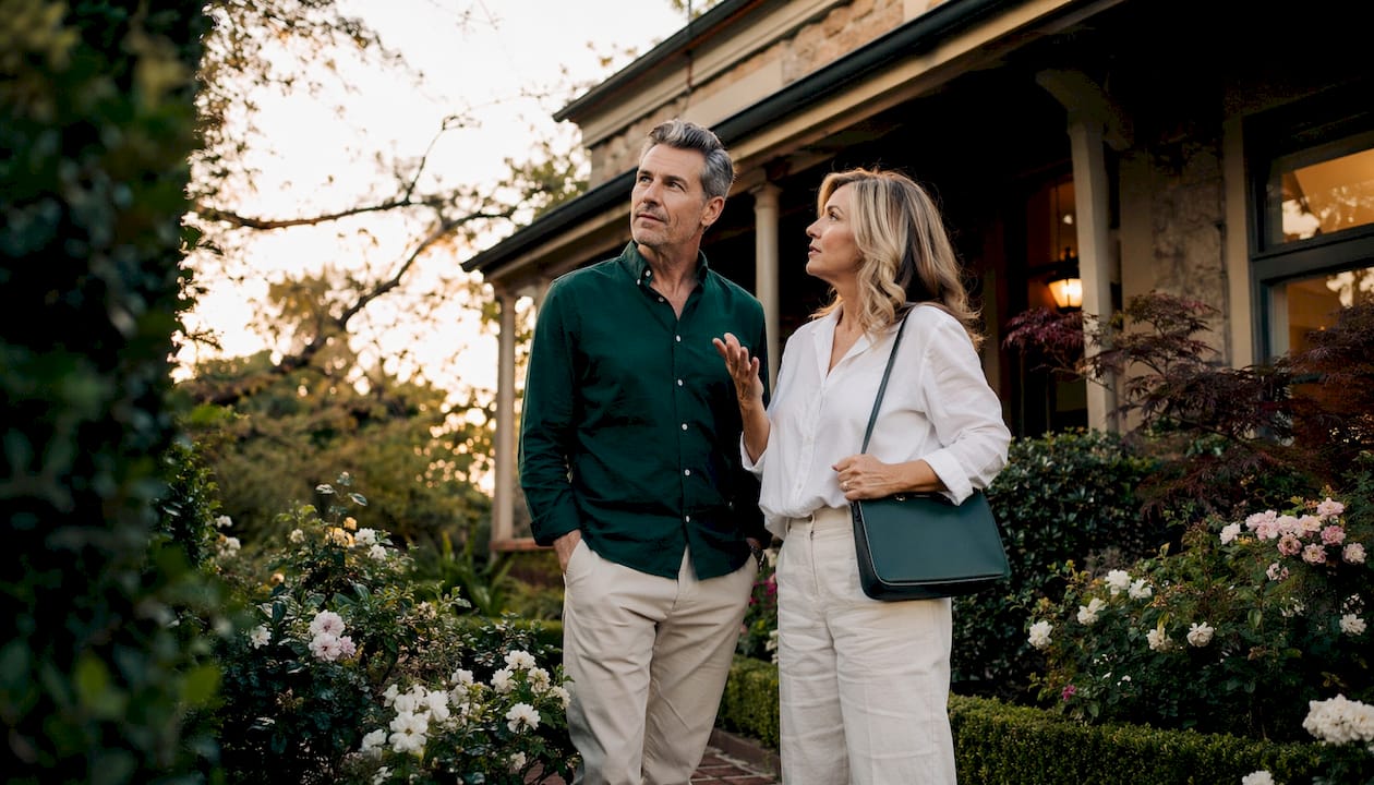 Couple inspecting Sydney auction property