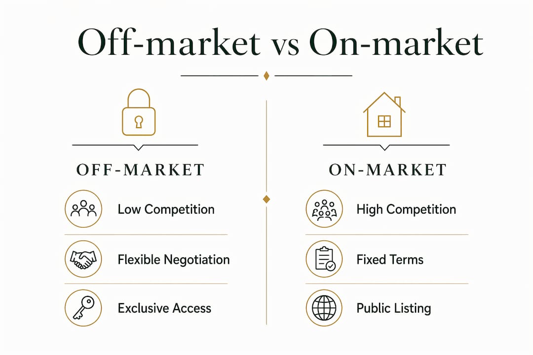 Infographic comparing off-market and on-market properties