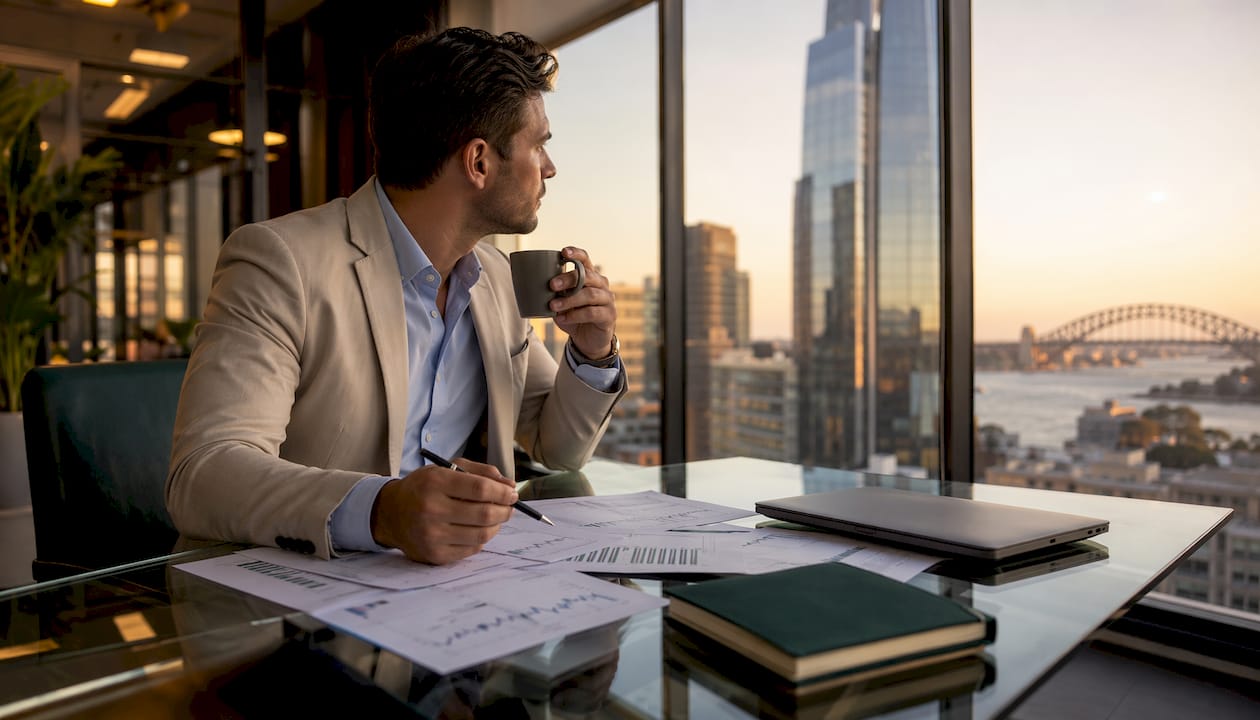Property buyer analyzing Sydney housing market charts