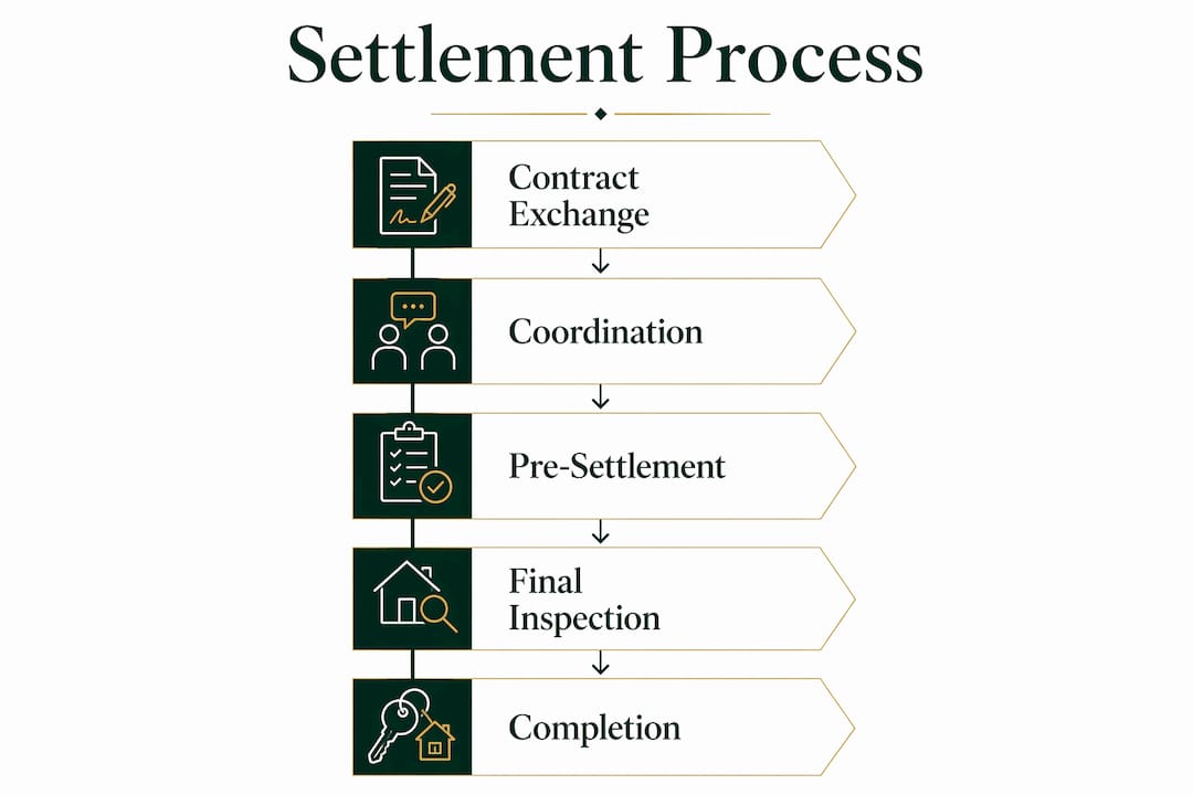 Infographic showing Sydney property settlement process steps