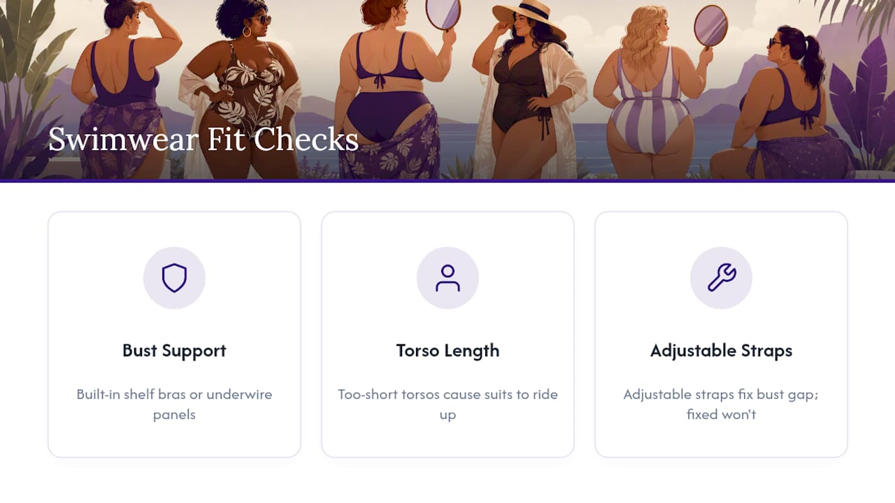 Three-part swimwear fit checklist