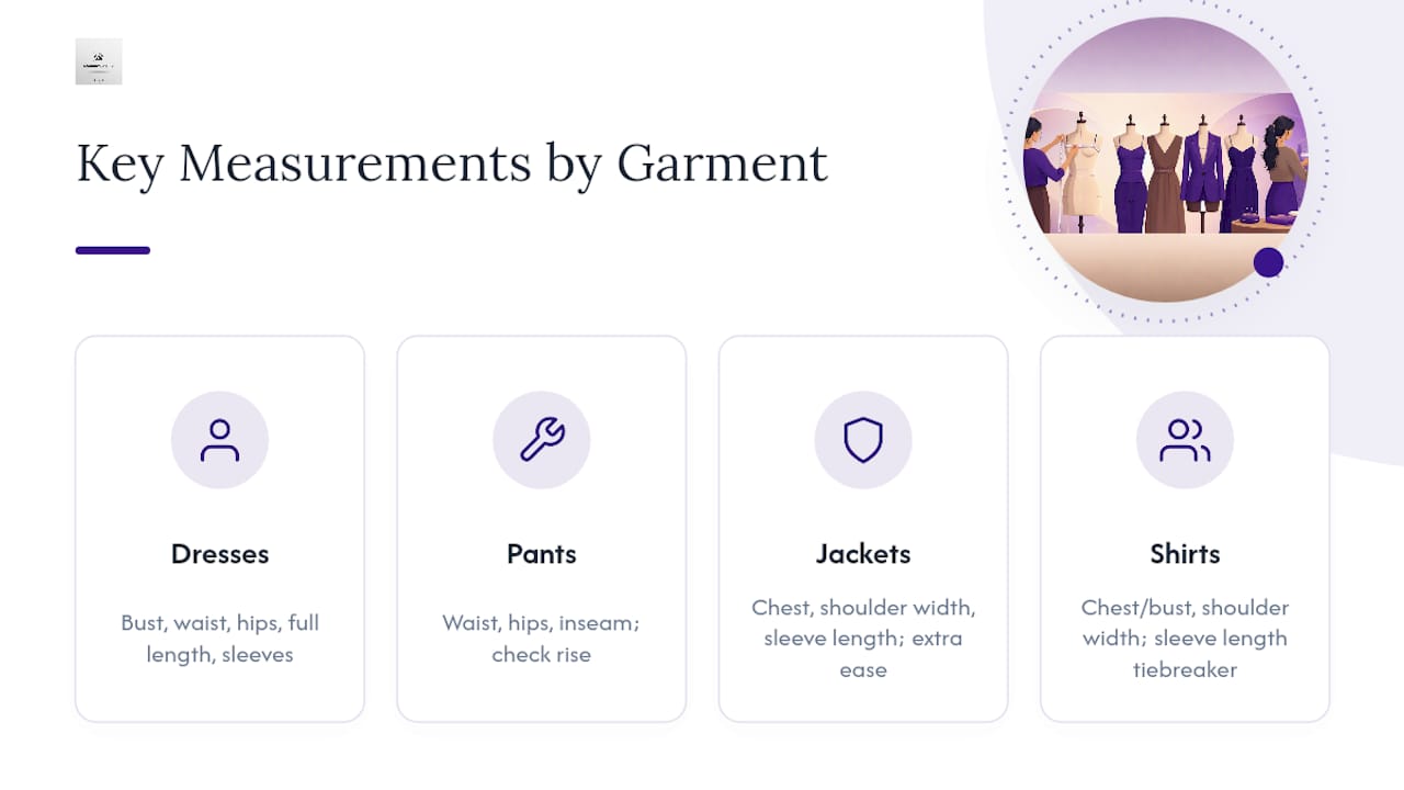 Garment measurement priorities by clothing type