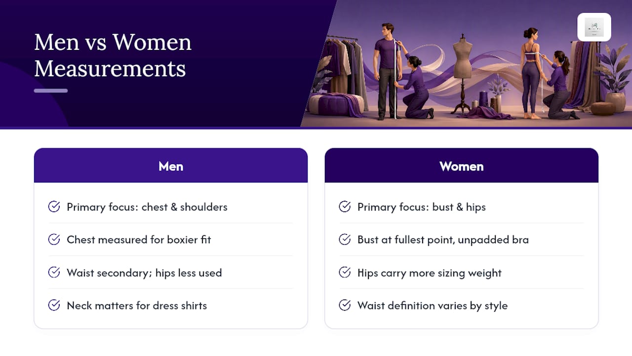 Measuring Men's vs. Women's Clothing: What Changes — overview diagram
