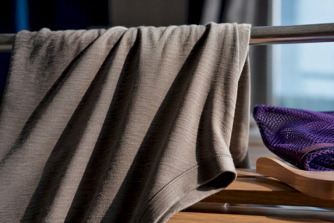 Close-up of breathable merino travel fabric