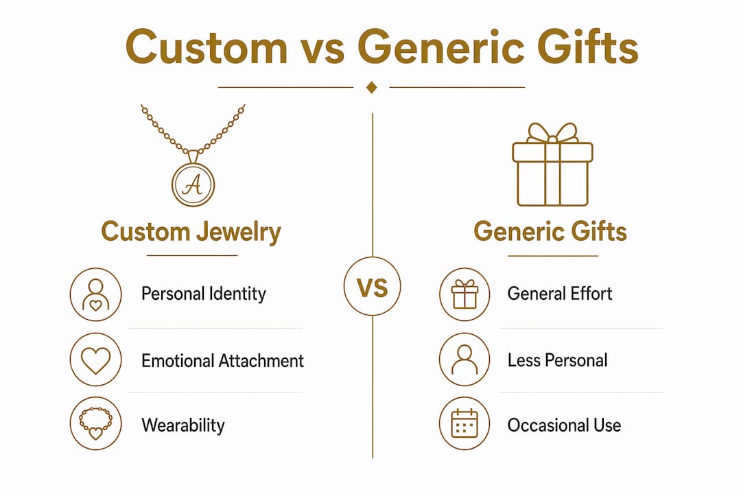 Infographic comparing custom jewelry and generic gifts