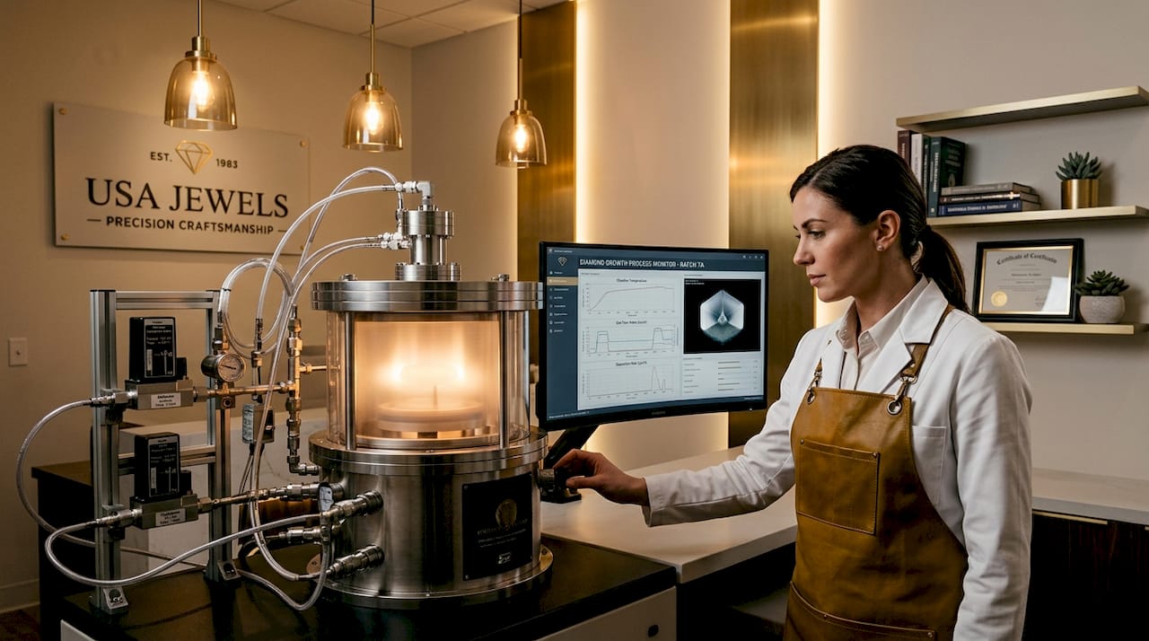 Lab diamond growth chamber in operation