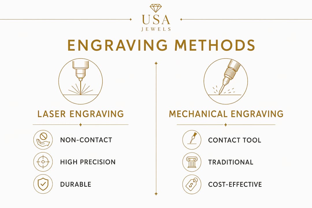 Infographic comparing laser and mechanical engraving methods