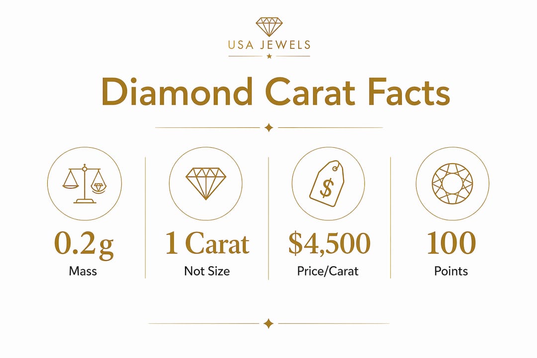 Infographic highlighting diamond carat weight key facts