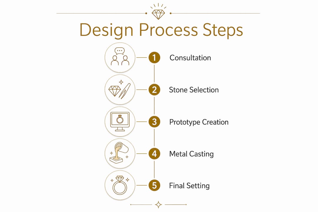 Infographic showing key custom ring design steps