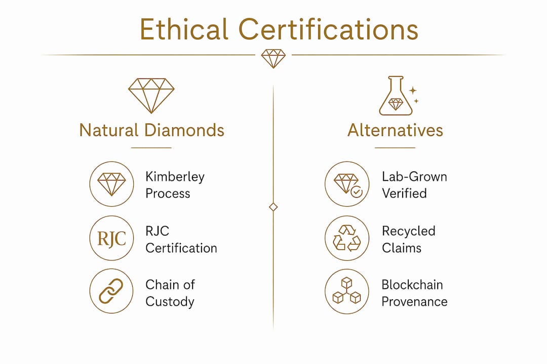 Infographic comparing ethical diamond certifications