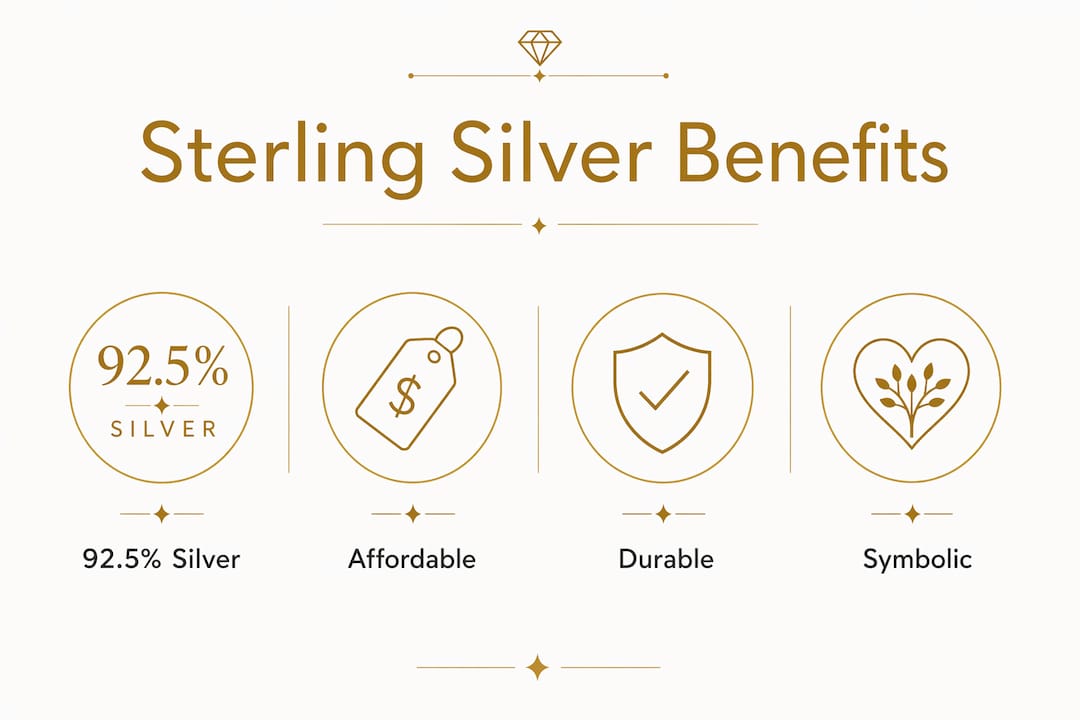 Infographic showing sterling silver jewelry benefits