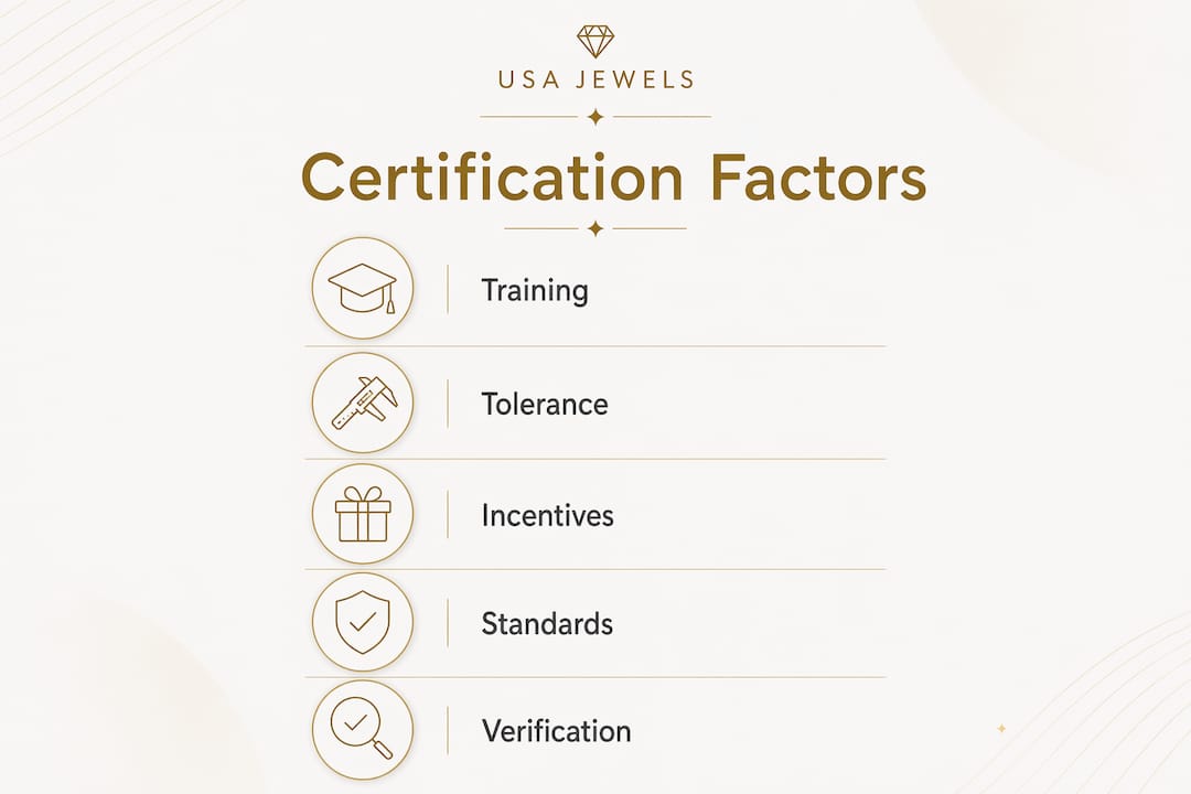 Infographic outlining key diamond certification factors