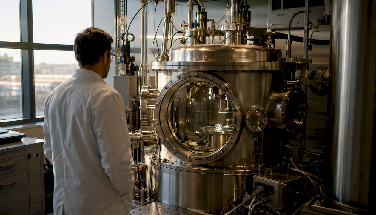 Close-up inside CVD diamond growth chamber