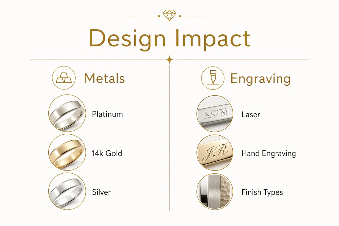 Infographic comparing metals and engraving methods