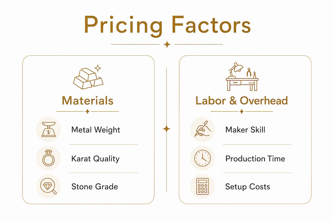Infographic showing materials versus labor pricing factors