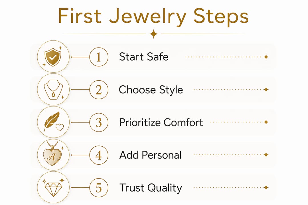 Infographic showing first jewelry buying steps